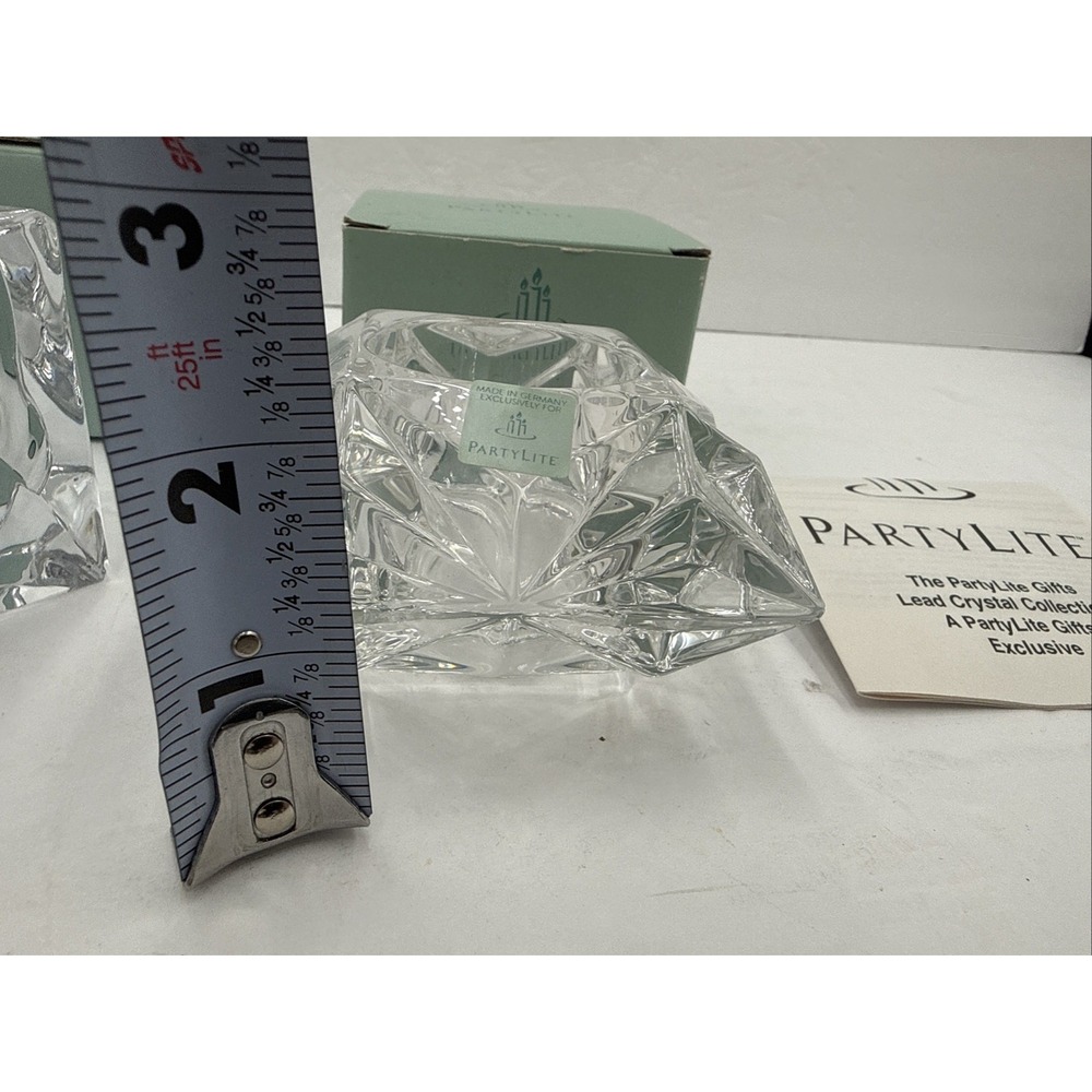 Lot Of 2 Partylite Quad Prism 24% Lead Crystal Glass Votive Candle Holder w/Box - Picture 6 of 8